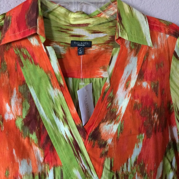 Talbots vibrant tunic blouse coverup v-neck - Picture 5 of 8